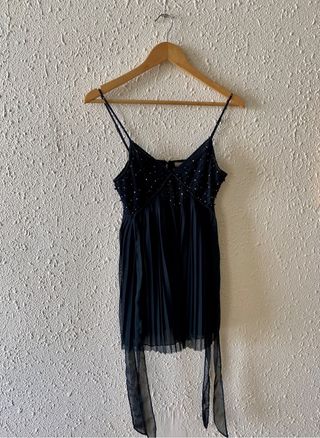 Top/minivestido plisado strass Roberto Cavalli T.S