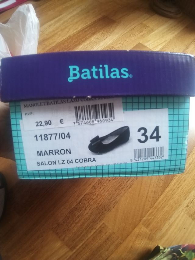 Manoletinas talla 34 marrón 