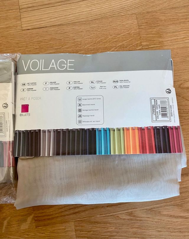 Conjunto de 2 cortinas transparentes bege