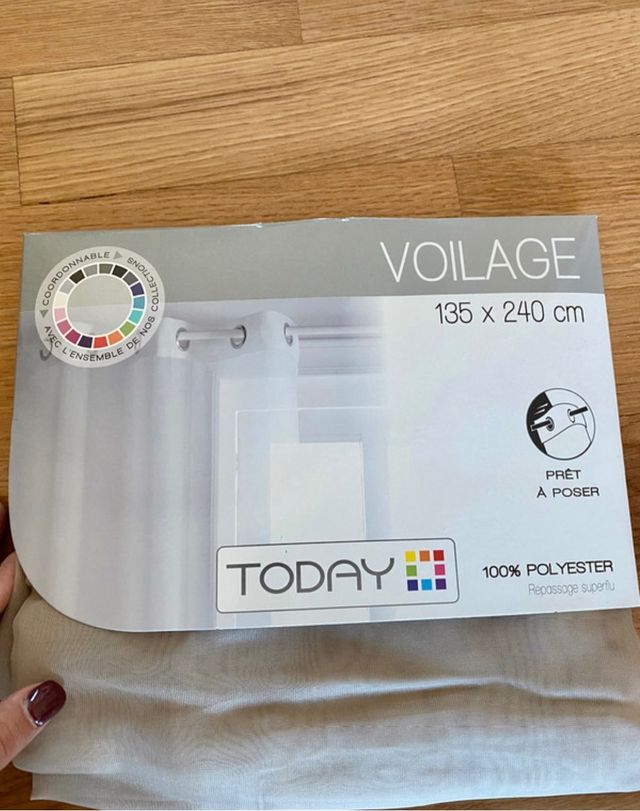 Conjunto de 2 cortinas transparentes bege