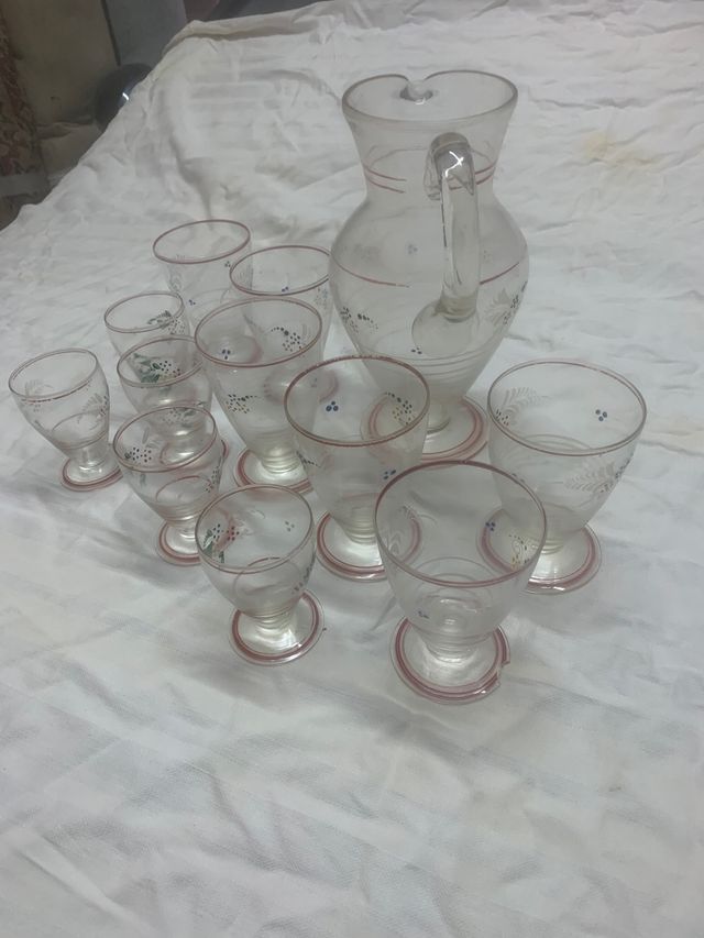 Conjunto jarra vidro com copos