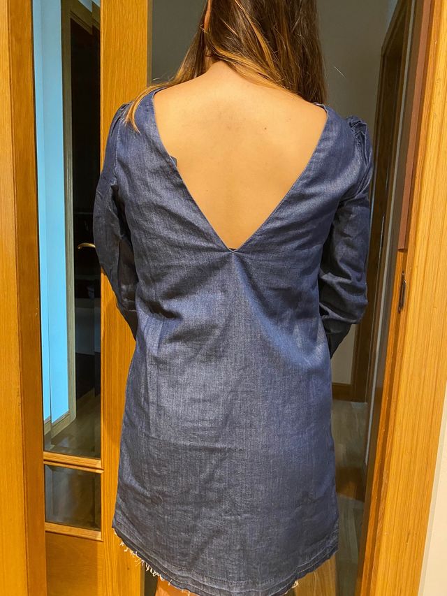 Vestido curto em ganga fina