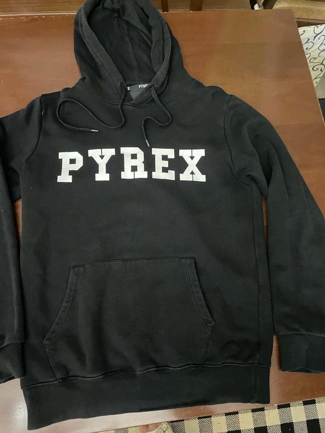 Felpa con cappuccio nera e bianca PYREX