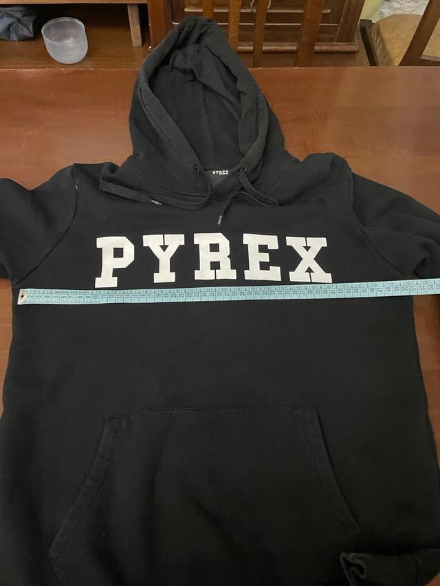 Felpa con cappuccio nera e bianca PYREX