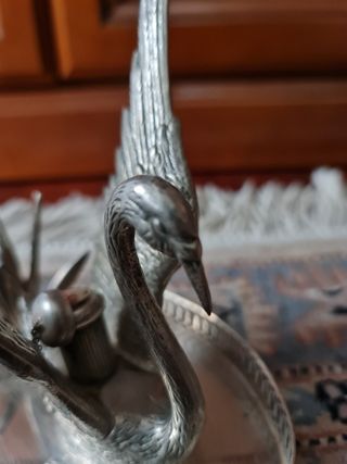 Calentador de copa cognac en alpaca plateada.