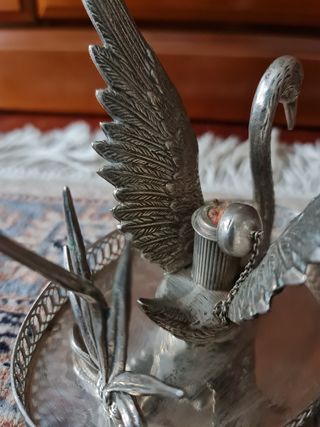 Calentador de copa cognac en alpaca plateada.