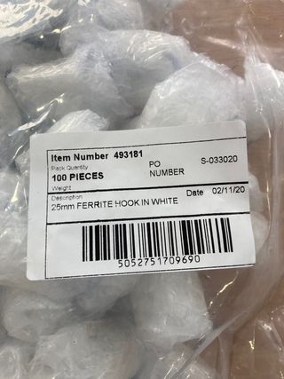 Lote 50 Ganchos íman 25mm Ferrite Hook
