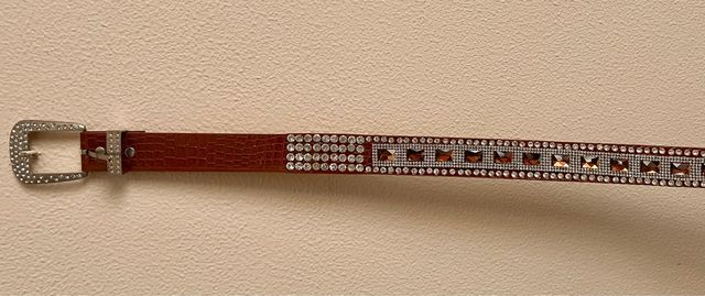 Cinturón de piel cocodrilo y cristales