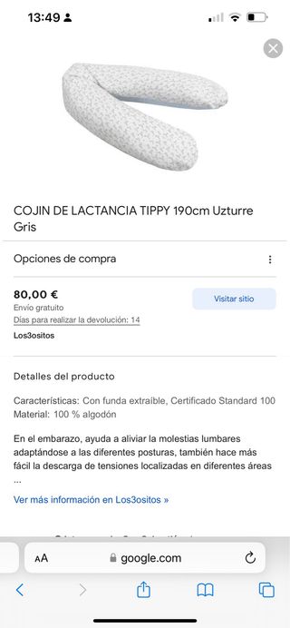 Cojín de maternidad y lactancia marca uzturre