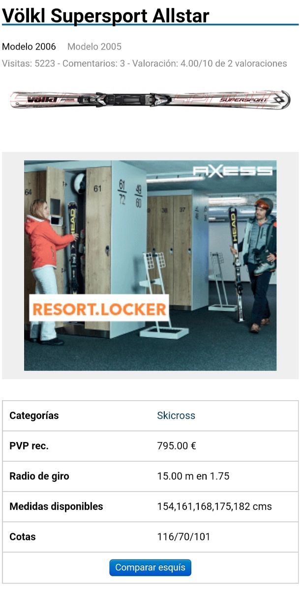 skis profesionales volkl supersport allstar