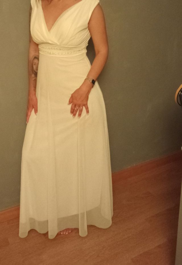 vestido blanco gasa, de fiesta