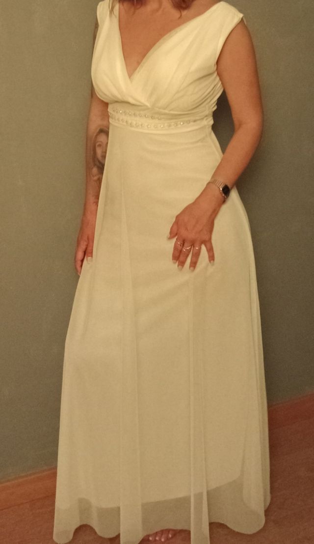 vestido blanco gasa, de fiesta