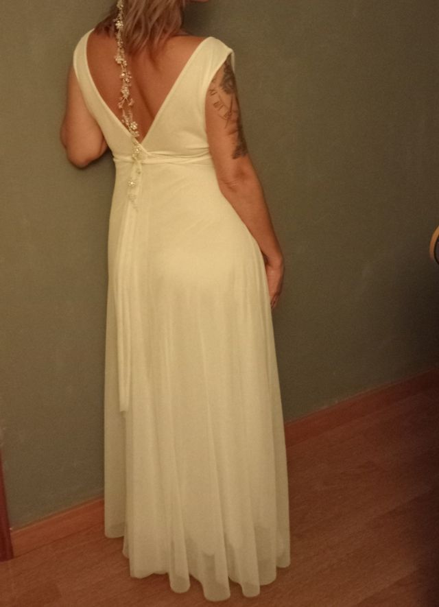 vestido blanco gasa, de fiesta