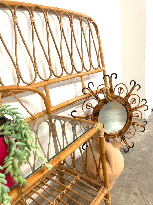 TAVOLINO DA CAFFÈ VINTAGE IN CANNA.