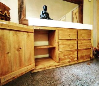 MUEBLE DE BAÑO ADAPTABLE MADERA MACIZA 