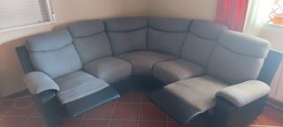 Sofá rinconero relax de microfibra y piel sintétic