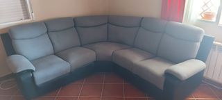 Sofá rinconero relax de microfibra y piel sintétic