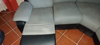 Sofá rinconero relax de microfibra y piel sintétic