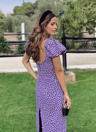 Midi Vestido Zara Morado Lunares Rosa Vestido Color Malva Zara