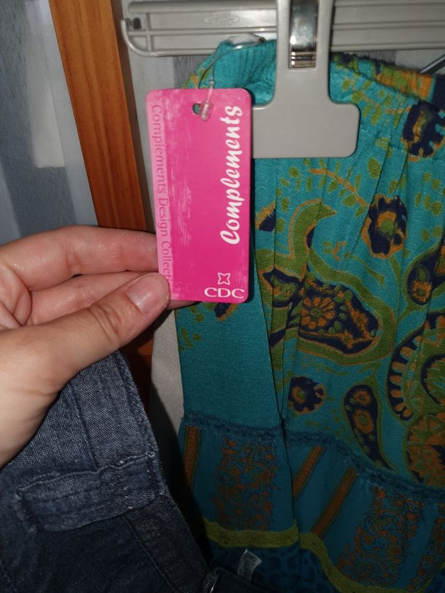 falda vuelo boho talla L turquesa