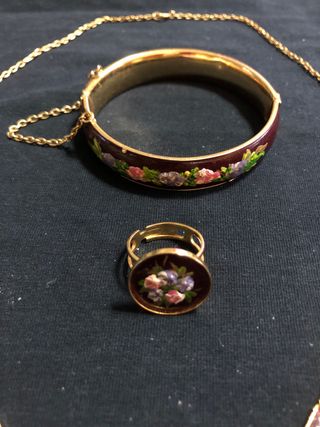 Conjunto tres piezas joyería baño Oro 
