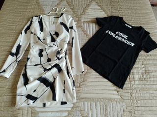 Vestido drapeado estampado Zara Nuevo XS+camiseta 