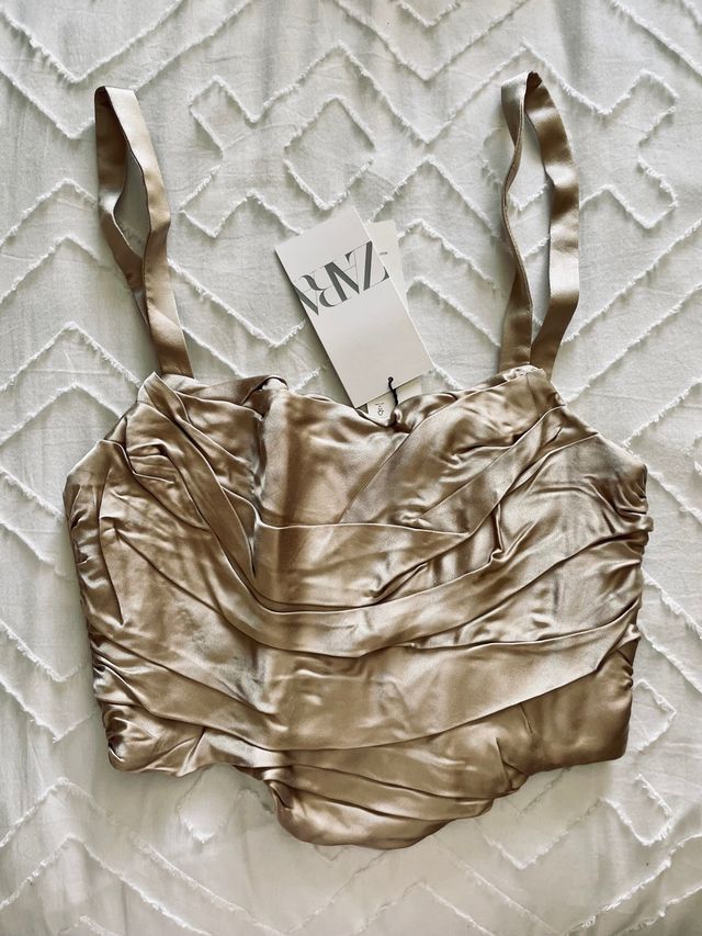 Top corsetry drapeado acetinado ZARA