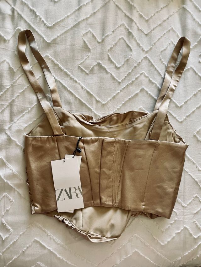 Top corsetry drapeado acetinado ZARA