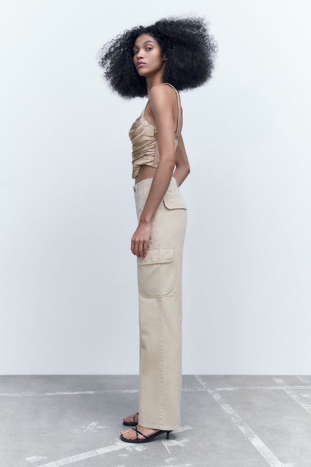 Top corsetry drapeado acetinado ZARA