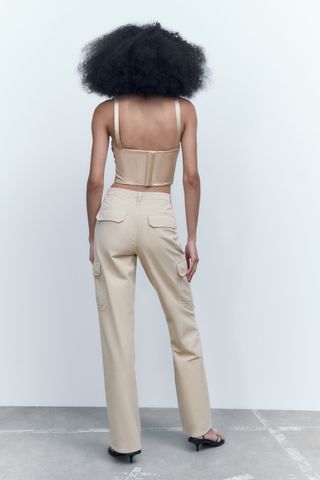 Top corsetry drapeado acetinado ZARA