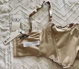 Top corsetry drapeado acetinado ZARA