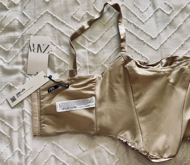 Top corsetry drapeado acetinado ZARA