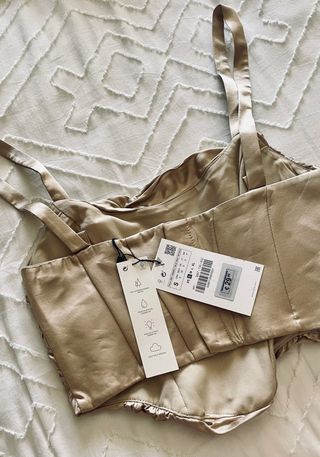 Top corsetry drapeado acetinado ZARA