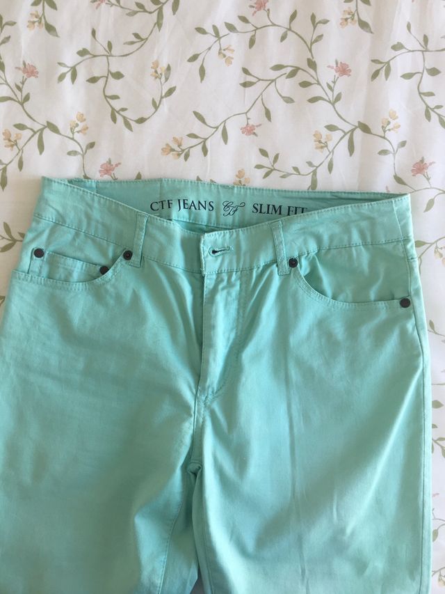 Pantalon aguamarina Cortefiel talla 38