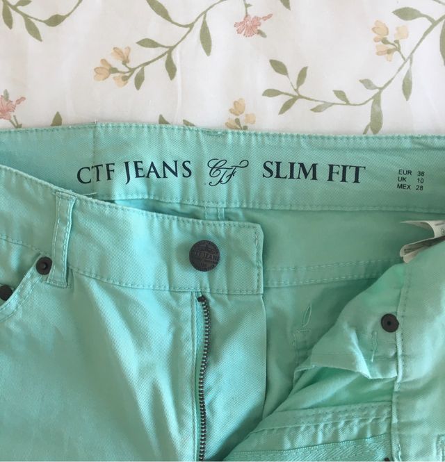 Pantalon aguamarina Cortefiel talla 38