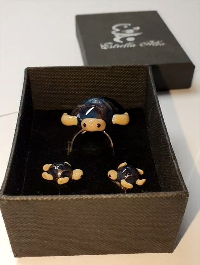 Conjunto anillo y pendientes plata cristal murano