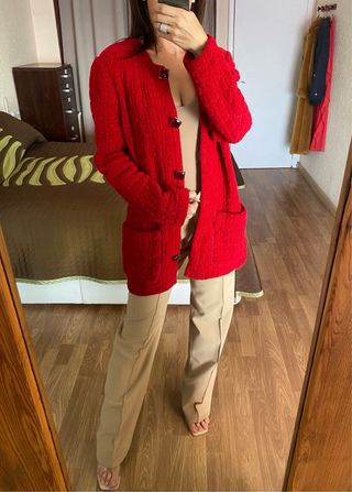 Nuevo cárdigan Lana rojo Devernois Paris talla M/L