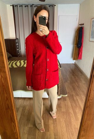 Nuevo cárdigan Lana rojo Devernois Paris talla M/L