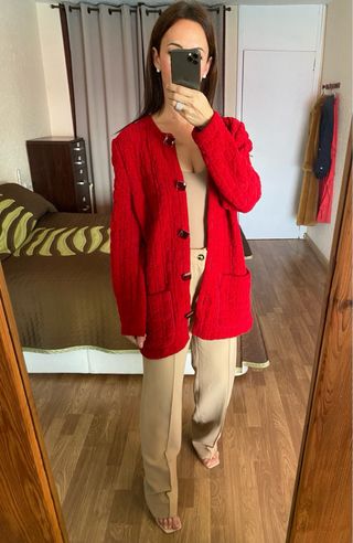 Nuevo cárdigan Lana rojo Devernois Paris talla M/L