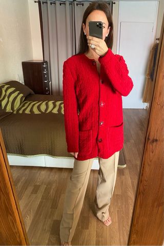 Nuevo cárdigan Lana rojo Devernois Paris talla M/L