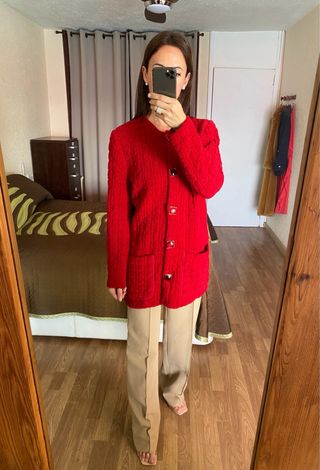 Nuevo cárdigan Lana rojo Devernois Paris talla M/L