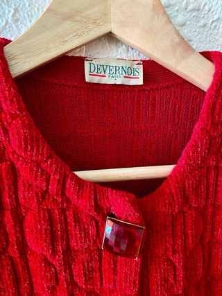 Nuevo cárdigan Lana rojo Devernois Paris talla M/L