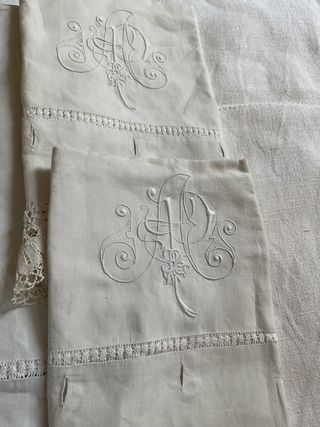 Juego cama lino antiguo