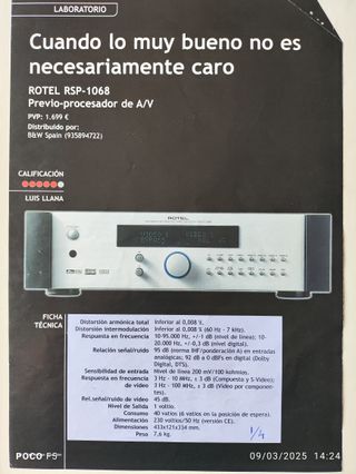 Previo-Procesador de A/V  7.1    ROTEL RSP-1068 