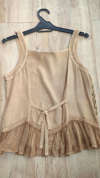 Blusa tirantes artesanal Beige étnica