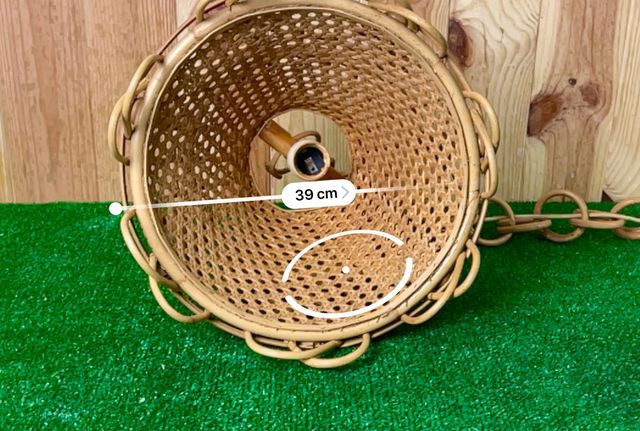 LÁMPARA DE TECHO DE MIMBRE , BAMBÚ Y CAÑA VINTAGE