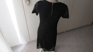 Vestido negro de fiesta encaje elástico