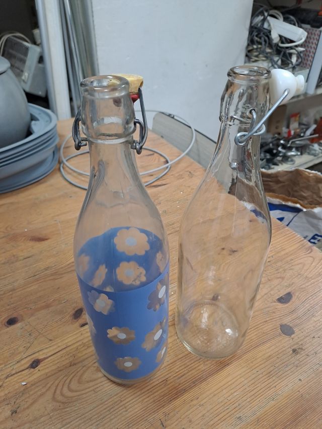 bottiglie con chiusura a flangia per acqua, latte, ecc.