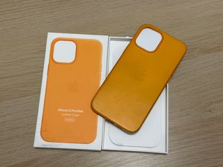 Funda de piel original naranja iPhone 12 Pro Max