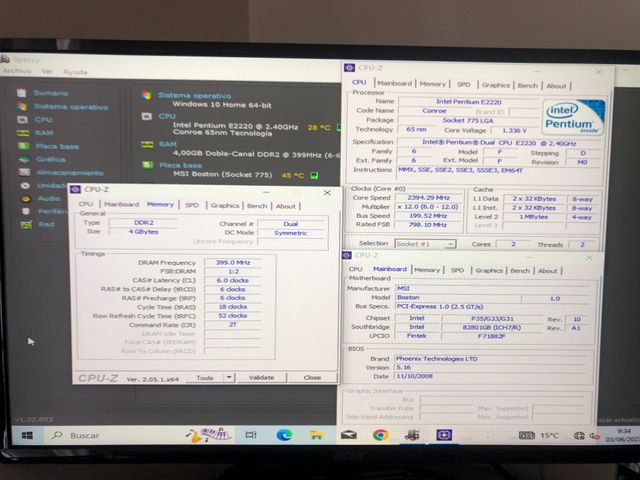 msi boston ms-7525 + intel pentium e2220 + 4gb ram